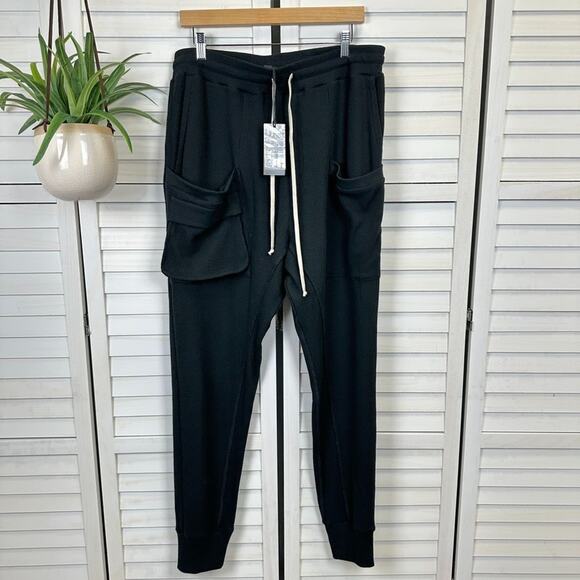 New Twenty Montreal Black Everest Thermal Joggers Waffle Knit Pants Mens Size XL - Picture 1 of 11